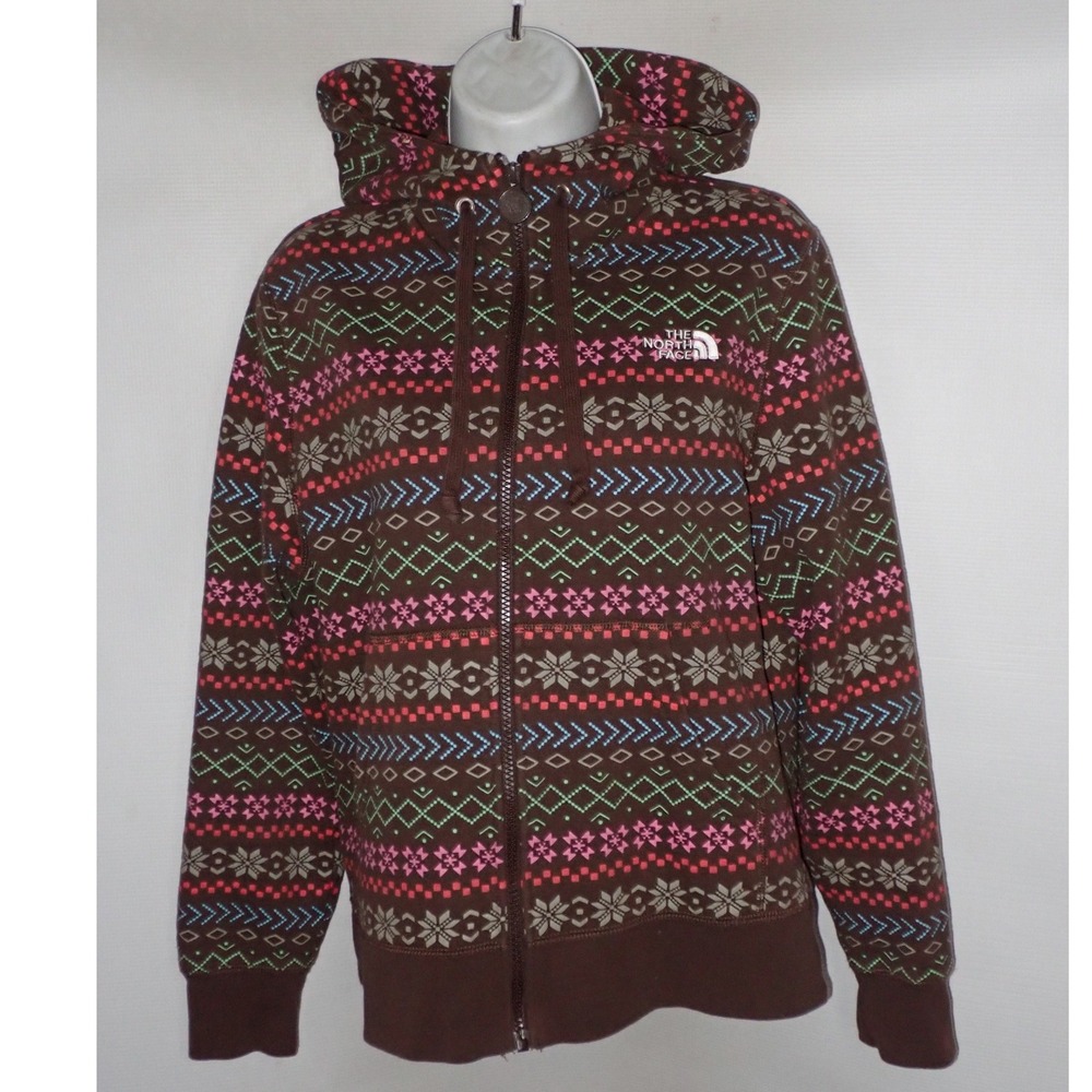The North Face Women's  Fair Isle Full Zip Hoodie Brown Size L Casual Gorpcore